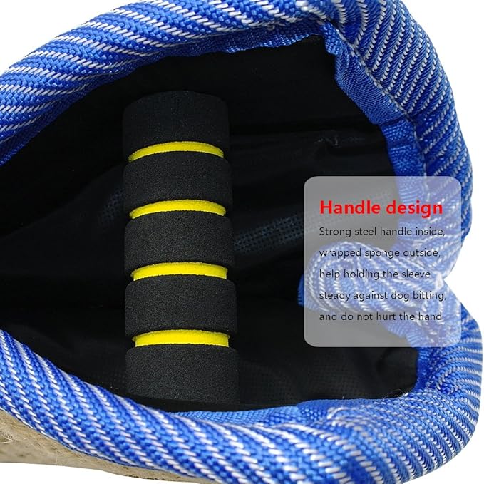PET Artist Jute/Linen Bite Wedge Bite Pillow 2 Handle with 1 Loop Tug Toy 14"(36cm) 8"(20cm) Training Toy for Medium to Large Dogs Ideal for German Shepherd/American Bully/Pitbulls/Rottweilers