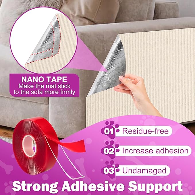 ENONCI Anit Cat Scratch Couch Furniture Protector,78.7x15.8 Cat Wall Corner Scratcher Pads Mat,DIY Climbing Scratching Carpet Post Board Replacement