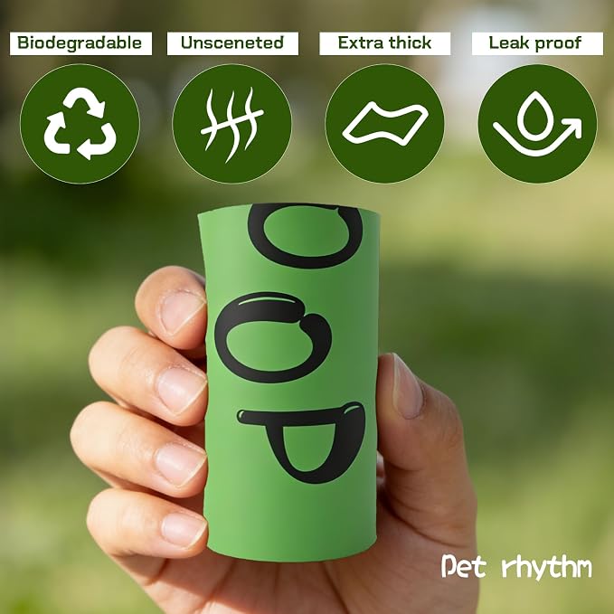 Dog Poop Bags Rolls-Biodegradable dog poop bags, Compostable Dog Waste Bags, ASTM D6400 & EN 13432 Compliant BPI Certified Pet Waste Bags. Earth Friendly 450 waste bag including dispenser