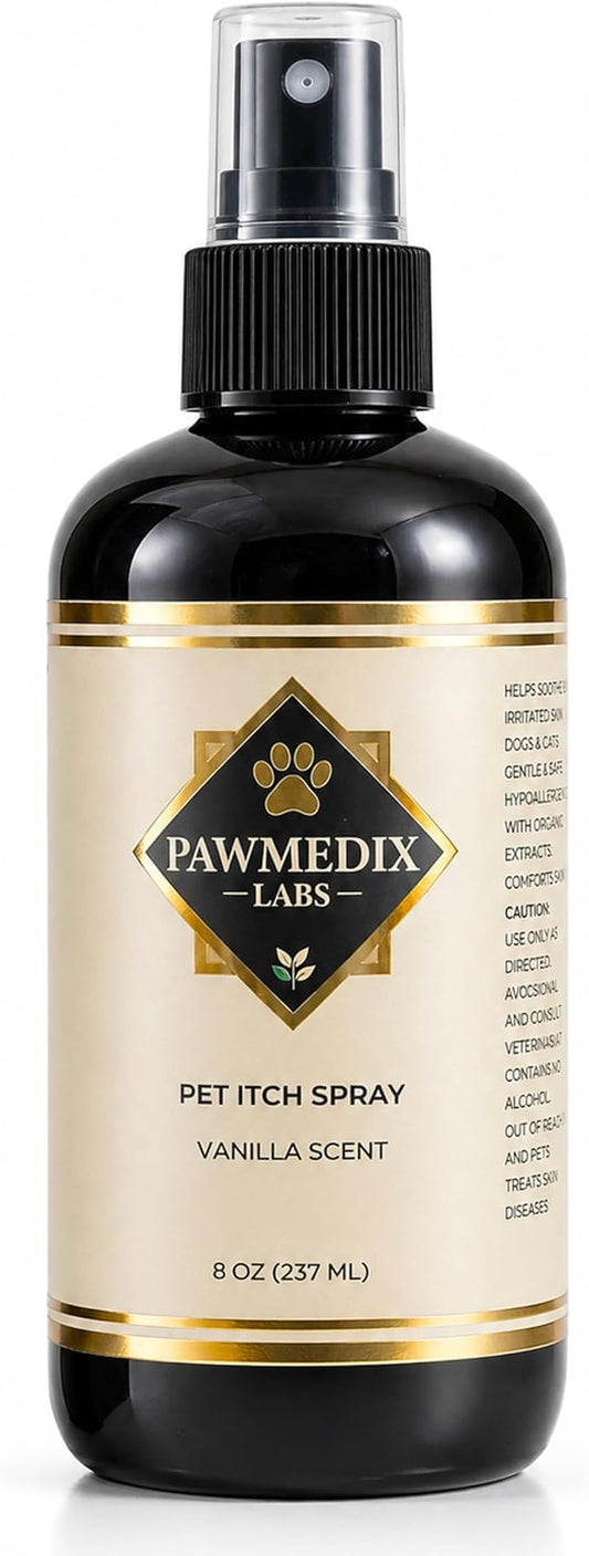 Hot Spot Treatment Spray for Dogs & Cats – Anti Itch Relief for Dog Skin Irritation, Hot Spots, Allergies & Dry Skin – Lick-Safe, Plant-Based Formula with Oat, Aloe & Chamomile – Vanilla Scented, 8oz