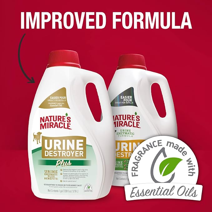Nature’s Miracle Urine Destroyer Plus for Dogs, Enzymatic Formula Tough on Strong Dog Urine And The Yellow Sticky Residue, 1 Gal