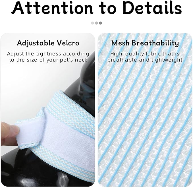 Cat Neck Brace Cover - Breathable Elizabethan Collar for Post-Surgery Recovery Anti-Lick Wound Adjustable Protective Cervical Cone for Small Medium Large Dogs Cats (Neck Girth 11.0-13.8" Depth3.9