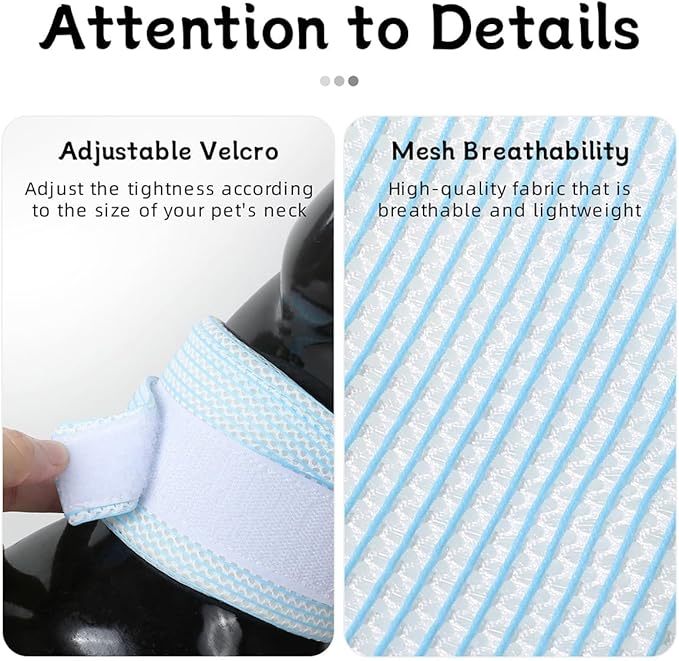 Cat Neck Brace Cover - Breathable Elizabethan Collar for Post-Surgery Recovery Anti-Lick Wound Adjustable Protective Cervical Cone for Small Medium Large Dogs Cats (Neck Girth 11.0-13.8" Depth3.9