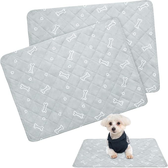 Washable Pee Pads for Dogs, 2 Pack Reusable Puppy Pads 19" x 30", Super Absorbent & Waterproof Training Mats for Potty, Crate, Kennel, Playpen, Bed & Sofa, Anti-Slip Wee Pee Pads for Dogs