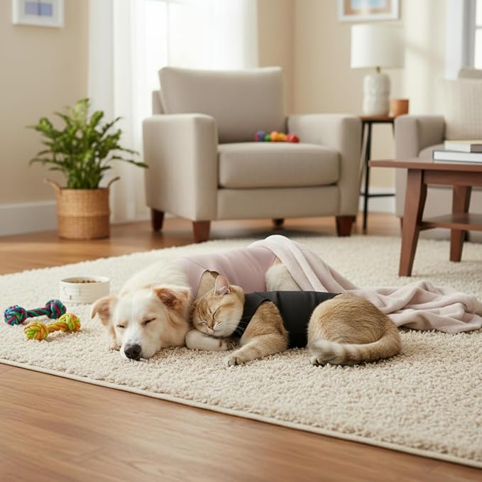 DAJIDALI® Dog & Cat Anxiety Vest & Spay Recovery Suit – Silent Adjustable Calming Wrap for Surgery & Thunderstorms – 2-Piece Cone & Recovery Onesie Alternative