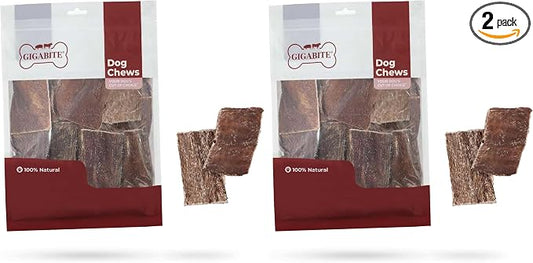 GigaBite Beef Esophagus Dog Treats - Natural Gullet Sticks for Dogs, High Protein Single Ingredient Dog Chews, Rawhide Free Dental Dog Treats for All Dog Breeds - Strips Taffy, 1 Pound (Pack of 2)