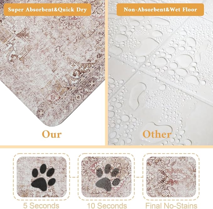 Dog Food Mat for Floors Waterproof Pet Placemat Cat Feeding Bowls Mats for Food and Water, Eco-Friendly Dog Accessories Diatomite Pets Supplies 17" X 30"