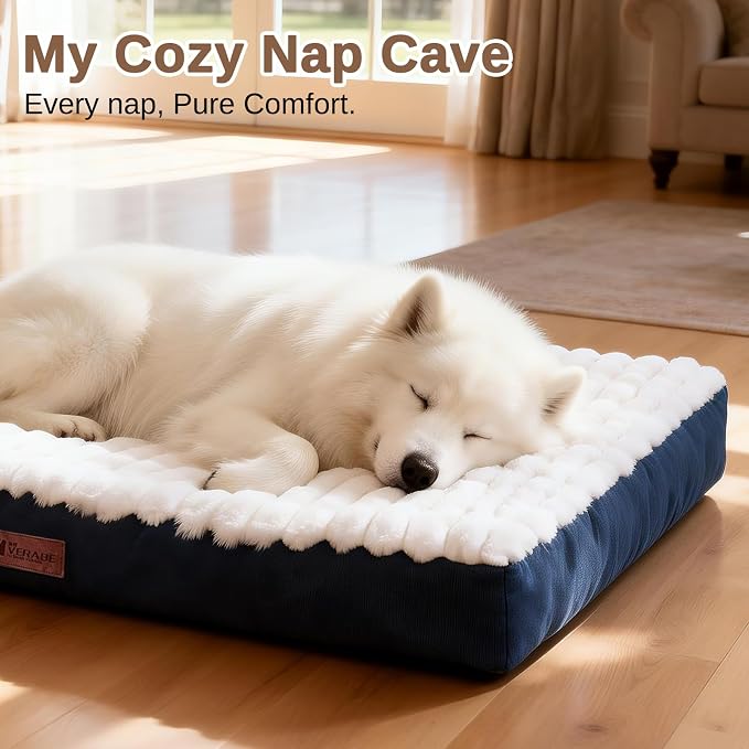 Orthopedic Dog Bed with Firm High-Density Egg Crate Foam Mattress,Soft Short Plush Surface Pet Beds,Machine Washable with Removable Cover & Non-Slip Bottom for Small Breeds(Blue, 23"L x 17"W x 3"H)