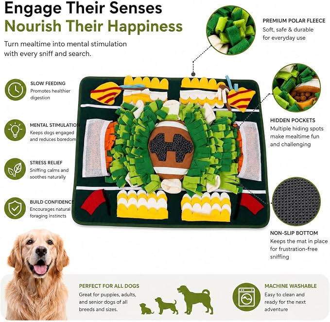 Dog Snuffle Mat for Small & Medium Dogs, Interactive Puzzle Toy for Mental Stimulation, Non-Slip Slow Feeder Foraging Mat for Indoor Feeding Training