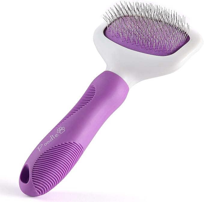 Poodle Pet Bundle - Slicker Brush for Small and Large Dogs Pet Hair Remover Grooming Brush and Dog Grooming Rake Dematting Tool Removes Loose or Tangled Hair from Undercoat