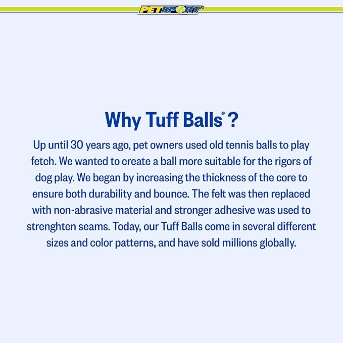 PetSport Mini Tuff Ball - Tennis Balls for Small Dogs, Great for Boredom and Aggressive Chewers, Interactive, Certified Non-Toxic, Won’t Wear Down Teeth - 1.5" (Pack of 2)