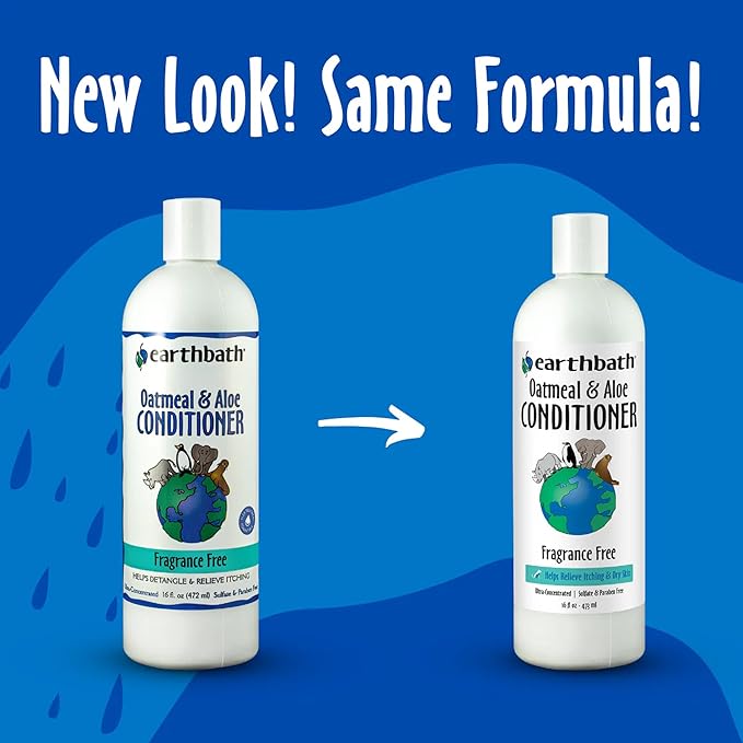 earthbath, Oatmeal & Aloe Conditioner - Dog Conditioner for Allergies & Itching, Dry Skin, Helps Relieve Itching, Made in USA, Cruelty Free Pet Conditioners, Fragrance Free Dog Wash - 16 Oz (1 Pack)