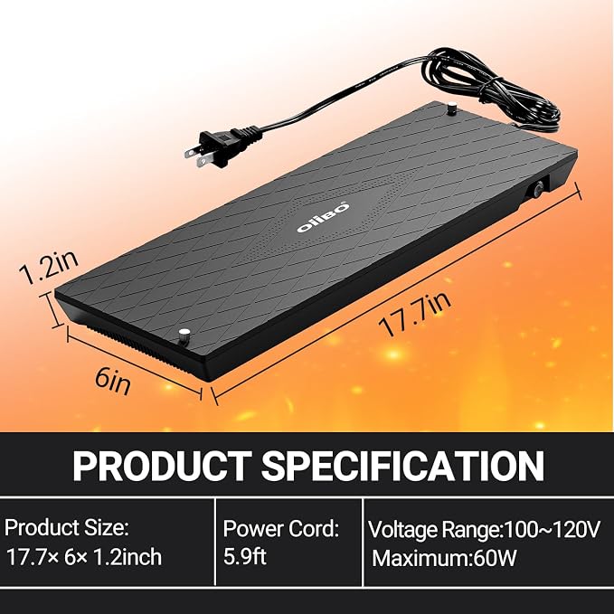 Reptile Heat Panel Adjustable Temperature 60W Reptile Heater for Terrariums, Energy Efficient & Non-Light Reptiles Heating Plate for Snakes,Crested Gecko,Leopard,Turtles