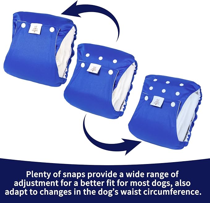 CuteBone Washable Dog Diapers Male with Snaps Reusable 3pcs a Pack Doggie Belly Band for Male Dogs Wraps KDM01M