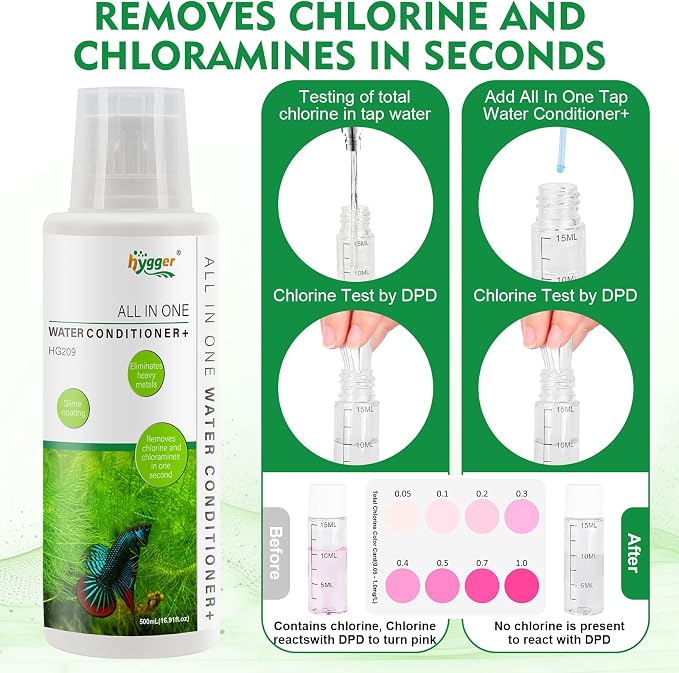 hygger Aquarium Water Conditioner for Freshwater, Neutralizes Chlorine, Chloramines, Heavy Metals, Safe for Fish and Plants, 1000 ML