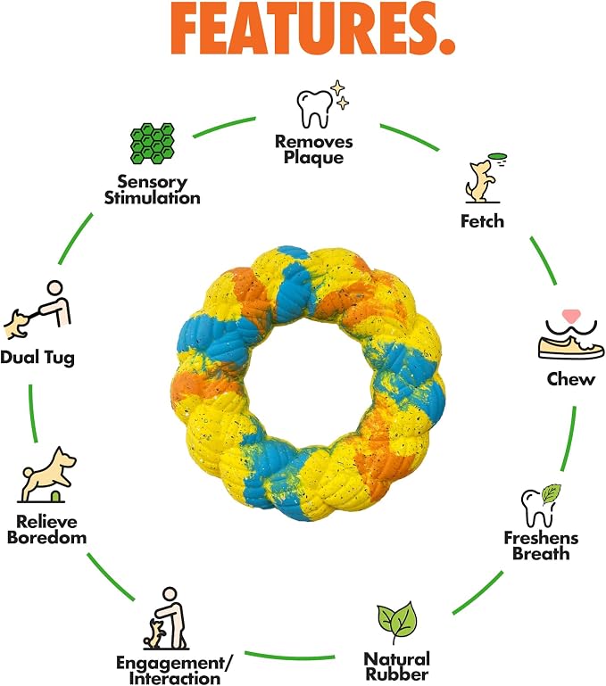 Max Fusion with Nike Grind, Arlee Roped Dog Toy, Chew Toy for Play, Fetch, Tug, L
