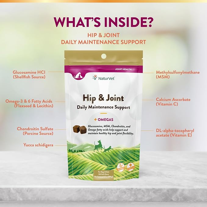 NaturVet Hip & Joint Soft Chew (Bag) 120 ct