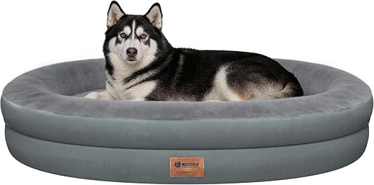 Orthopedic Dog Bed for Extra Large Dogs, XL Waterproof Dog Bed with Bolsters, Supportive Egg Crate Foam Pet Couch Bed with Removable Washable Cover & Non-Slip Bottom, Grey
