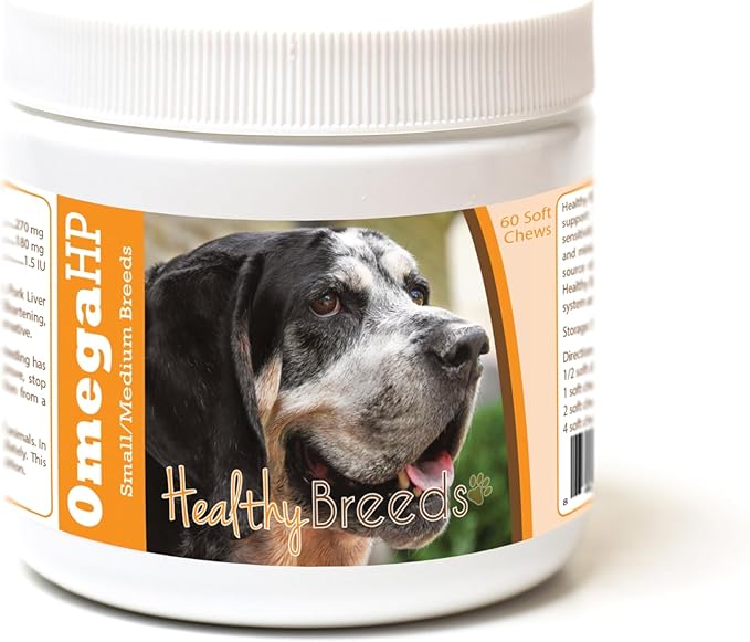 Healthy Breeds Bluetick Coonhound Omega HP Fatty Acid Skin and Coat Support Soft Chews 60 Count