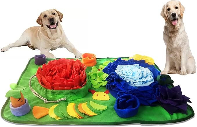 Snuffle Mat Dogs 31.5"x19.7" Large Pet Feeding Mats Puppy Sniffing Pad,Cat Doggies Interactive Puzzle Toys for Multiple Breeds Encourages Natural Foraging Skills,Training (Sea Orange(31.5"x19.7")