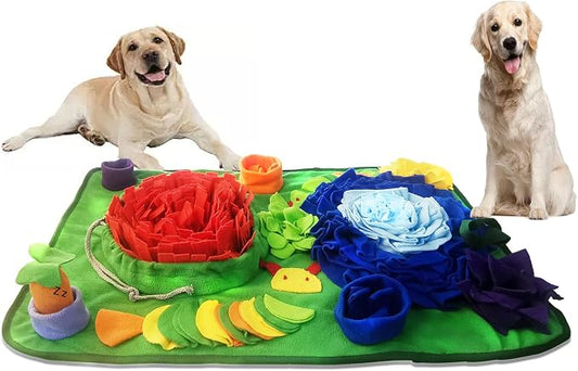 Snuffle Mat Dogs 31.5"x19.7" Large Pet Feeding Mats Puppy Sniffing Pad,Cat Doggies Interactive Puzzle Toys for Multiple Breeds Encourages Natural Foraging Skills,Training (Sea Orange(31.5"x19.7")