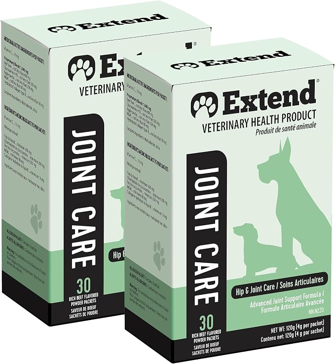 Extend Dog Hip and Joint Supplement Beef Flavored Powder Packets with Glucosamine, Chondroitin, MSM & Collagen, Hip & Joint Support, Mobility & Cartilage Health, Daily Dog Supplement, 60 Count
