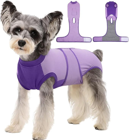 Kuoser Recovery Suit for Dogs After Surgery, Soft Dog Surgery Suit Female Male, Breathable Pet Surgical Recovery Shirt, Anti Licking Dog Onesie for Abdominal Wounds Cone Alternatives, Purple S