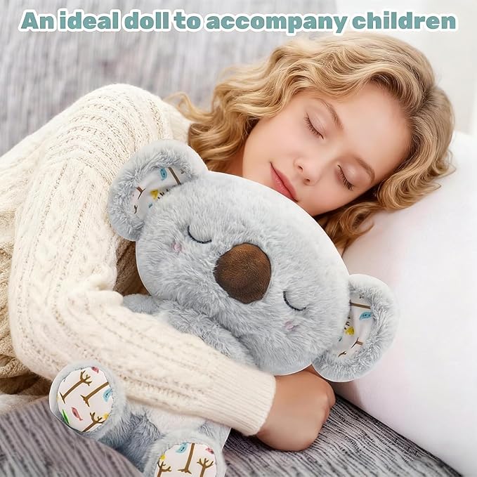 rytopt Breathing Stuffed Animal, Simulated Breathing Sounds, 4 Gear Adjustment, Volume Control, Plush Toy with Music & Light (Koala)