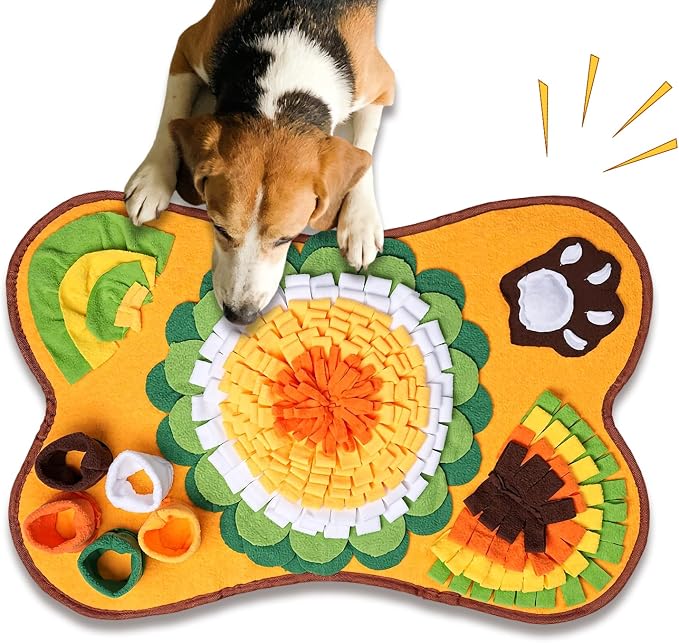 Snuffle Mat for Dogs, Pet Foraging Mat for Small and Medium Dogs, Interactive Puzzle Sniff Pad for Puppies to Keep Busy & Stress Relief, Slow Feeder Mats with Squeaky Sounds
