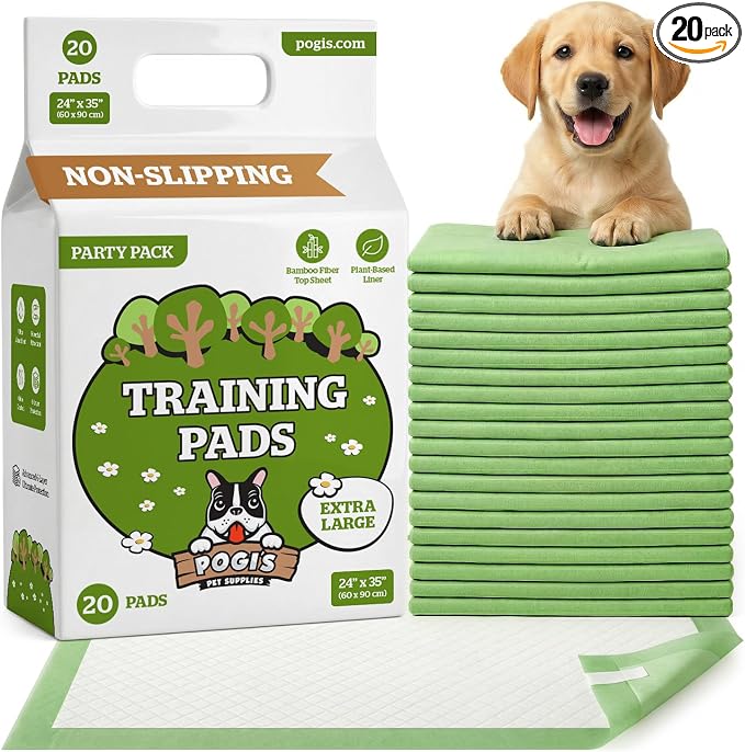 Pogi’s Potty Pads with Sticky Tabs – XL, Super Absorbent, Odor Blocking, 20-Count (24x35in)