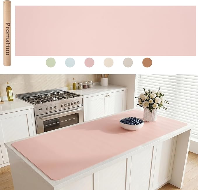Extra Large Silicone Mat for Countertop & Table with Gift Tube Packaging, Thickened Non-Slip Heat Resistant Table Protector, Cuttable Waterproof Kitchen Prep & Kids Craft Mat