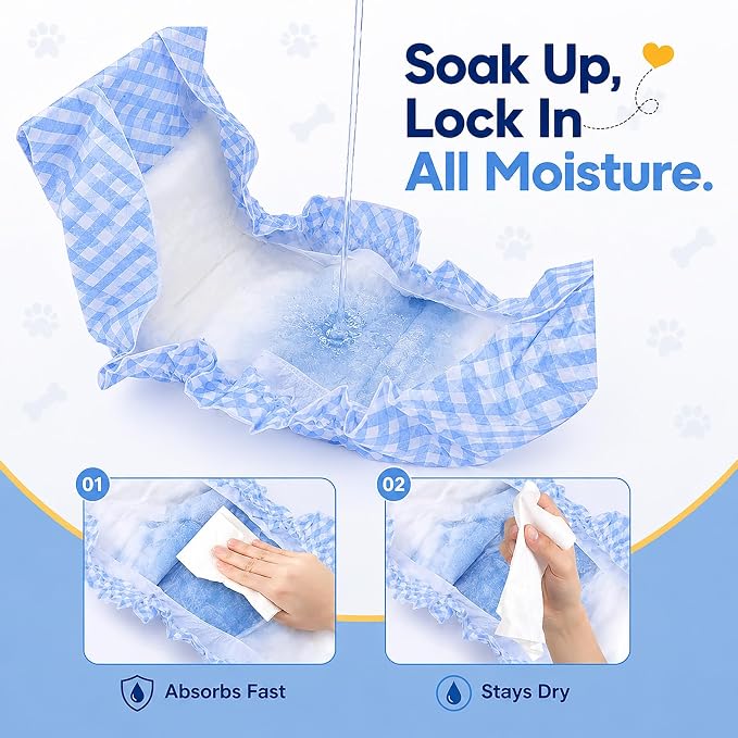 Male Dog Diaper Disposable Wraps for Waist 16–21 in,10 Count Leakproof, Super Absorbent, Adjustable Fit, Wetness Indicator, L