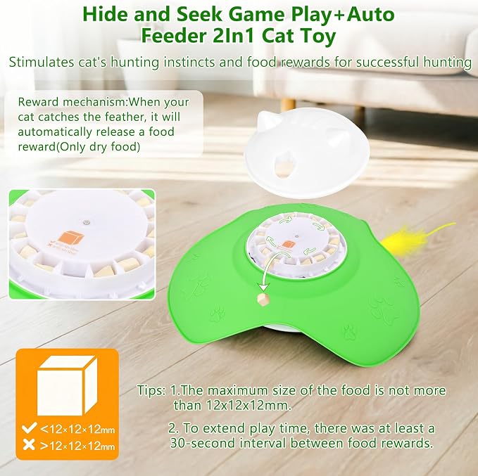 Hide and Seek Cat Toy,Automatic Treat Reward,Interactive Cat Toy for Indoor Cats, Motion Touch Activated Electronic Cat Toys,Silicone Rechargeable Cat Play Mat for Bored Adult Kittens
