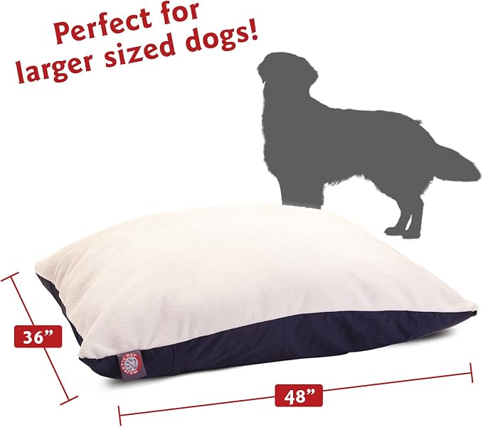 Majestic Pet Rectangle Large Dog Bed Washable – Removable Slipcover Pet Bed – Dog Crate Bed Super Value Pillow Dog Bed – Dog Kennel Bed for Sleeping - Dog Bed Large Breed 36 x 48 Inch – Blue