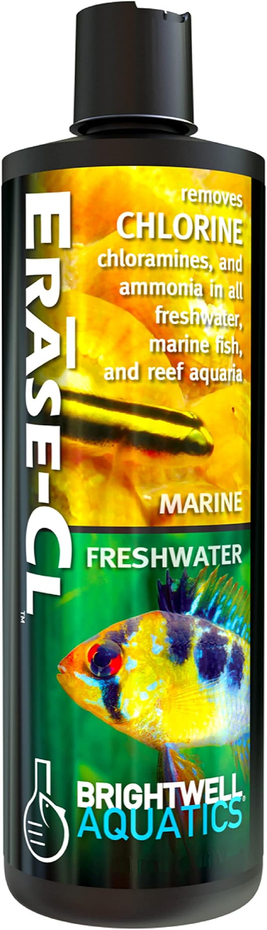 Brightwell Aquatics Erāse-Cl Aquarium Water Conditioner & Detox, 500 ml
