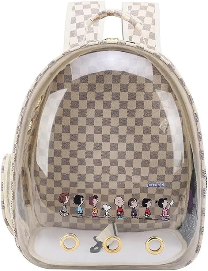 Quality Carrier Bag Cat Portable Pet Carrier Designer Dog Cat Travel Bag Fashion Pet Backpack(Cartoon Beige)