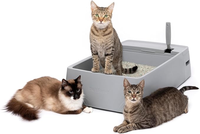 PetSafe Multi-Cat Litter Box - Hygienic Maintenance with High Litter Capacity, Integrated Scoop Holder & Rubber-Sealed Separate Waste Compartment - Reliable Leak Protection & Instant Setup