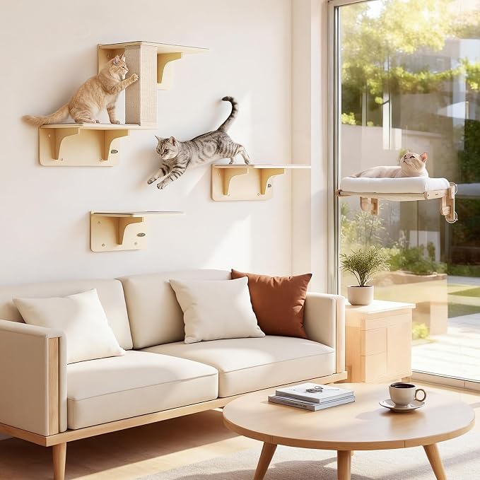 Pecute Foldable Cat Window Perch, Cloud-Soft Cat Bed with Solid Wood Frame, Strong Suction Cup, Washable Cushion, Stable Large Cats Hammock with Sided Bolster, Cats Perch Indoor for Sunbathing, 26" L
