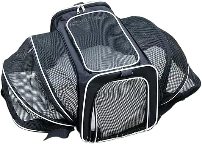Airline-Approved Expandable Pet Carrier for Small Dogs & Cats, Soft-Sided Collapsible Travel Bag with 4-Way Access(White,Medium)