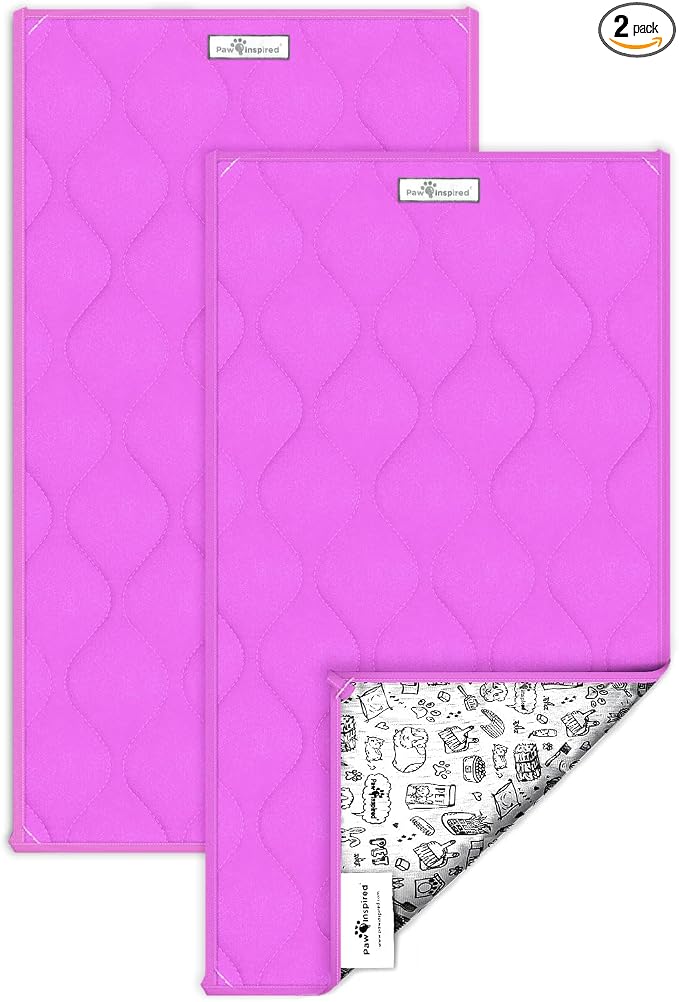 Paw Inspired Guinea Pig Cage Liners | Washable Fleece Bedding with Waterproof Bottom | Super Absorbent Pee Pad or Pet Bed Mat for Guinea Pigs, Ferrets, Rabbits, Hamsters, Small Animals (C&C 2x1, Pink)