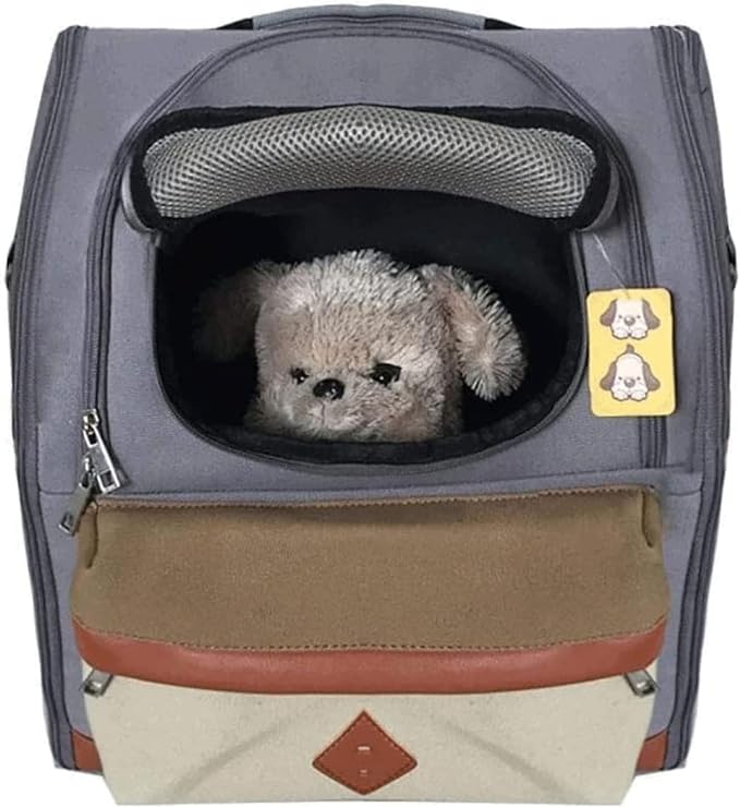 OLOTU Pet Backpack Expandable Cat Backpack, Dog Backpack Bag for Hiking Travel Camping, Large Capacity Cat Carrier with Breathable Mesh, Grey Spacious