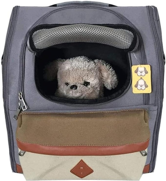 OLOTU Pet Backpack Expandable Cat Backpack, Dog Backpack Bag for Hiking Travel Camping, Large Capacity Cat Carrier with Breathable Mesh, Grey Spacious