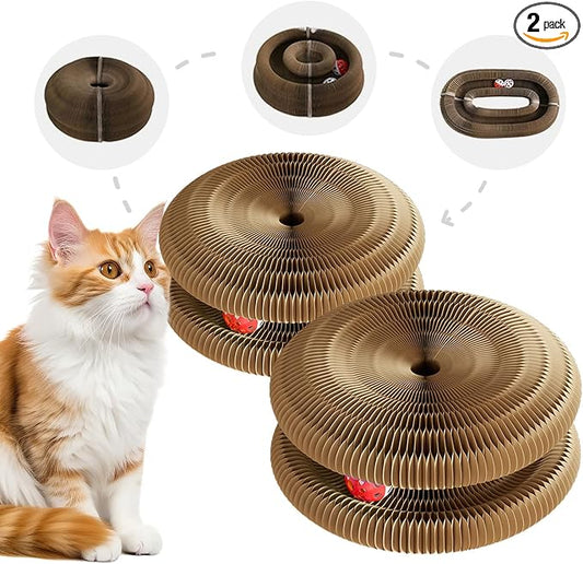 2 Pack Kitty Cat Toy, Cat Scratchers for Indoor Cats, Magic Organ Foldable Cardboard Cat Scratcher, Cat Toy Interactive Relieve Boredom and Exercise (Brown, XS)