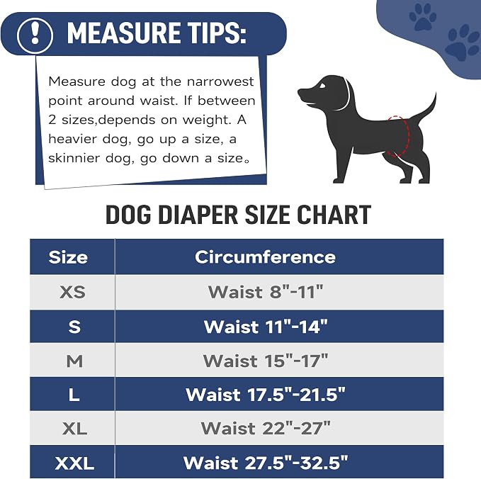 Tuiskusa Male Dog Diapers, High Absorbing Dog Belly Bands for Male Dogs, Washable Reusable Dog Male Wraps(5 Pack)