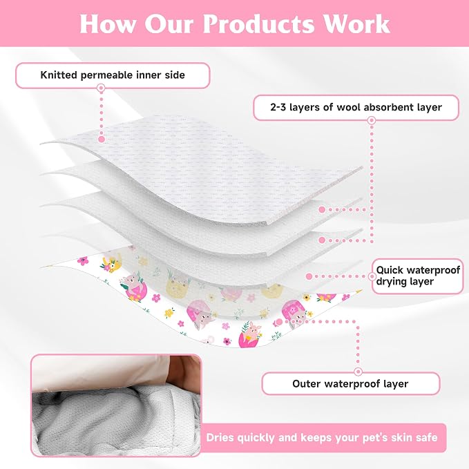 5 Pack Reusable Diapers for Doggie, Highly Absorbent Dog Diapers Female for Pet with Incontinence or Frequent Urination, Small Dog Diapers Female, Cute Koala Pattern
