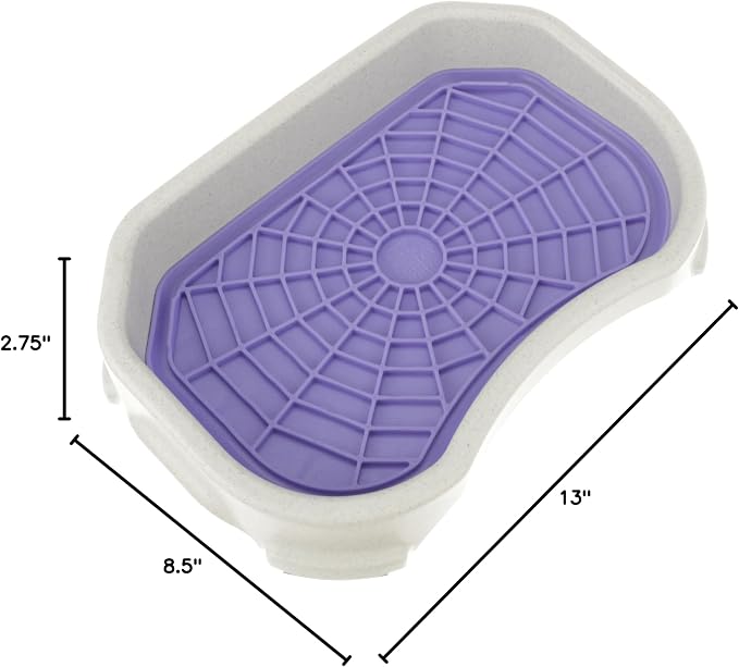 Neater Pets Neat-LIK Dog Lick Mat w/Mess-Proof Tray, Lick Mat for Dogs, Cats, Puppy, Reduces Anxiety & Boredom, Peanut Butter Slow Feeder, Interactive Treat Licking Pad (Purple & Green/Vanilla Bean)