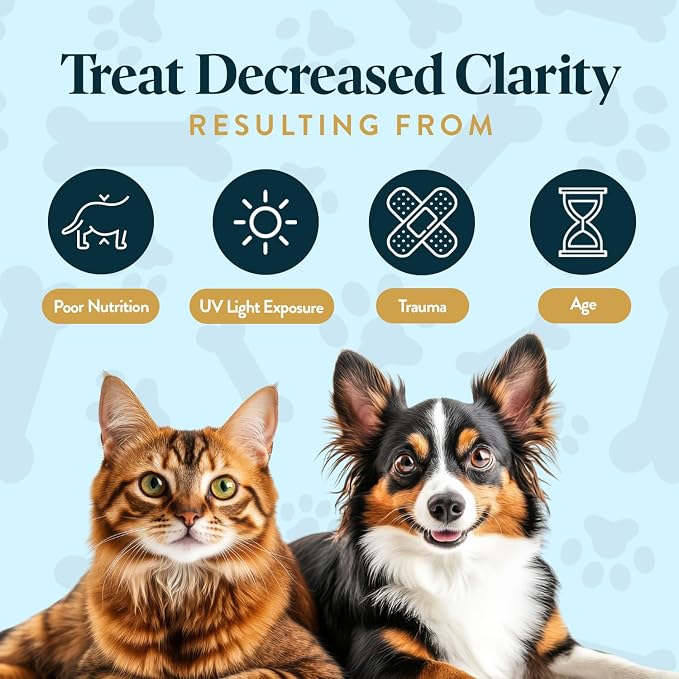 OcluVet Bundle Eye Supplements for Dogs & Cats | Vision Chews with Omega-3 for All Ages | Includes 30 Chicken Liver Flavored Chews & Pet Eye Drops, 16 mL | Antioxidants & 2% NAC for Cataracts