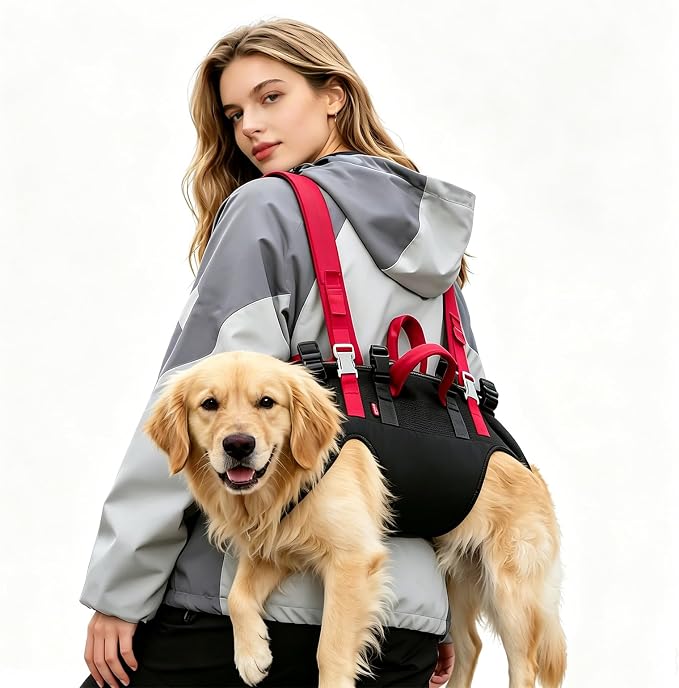 Wakytu Dog Emergency Rescue Sling - Lightweight Packable Lift Harness with Handle - Safe Transport for Small Medium Dogs - Ideal for Hiking Skiing（22-33lbs）