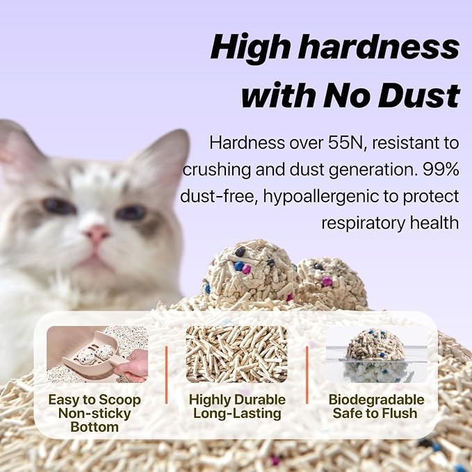 Michu Mixed Tofu Cat Litter, Heavy Duty Flushable Kitty Litter, 5.5Lb/88Oz Original 4 Pack