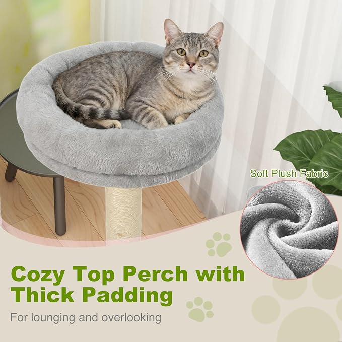 Tangkula Cat Tree Tower, 48 Inch Multi-Level Cat Tower with Large Condo, Sisal Scratching Post, Padded Top Perch, Tunnel, Hanging Ball, 3 Jumping Platforms for Indoor Cats (Light Gray)